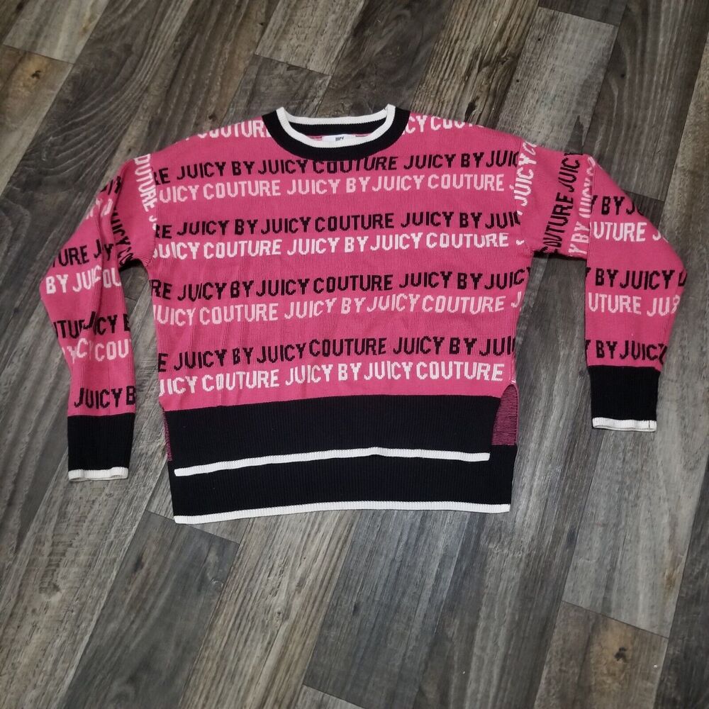 Juicy Couture Sweater Y2K All Over Print Longsleeve Sweatshirt Women's Size XS‎